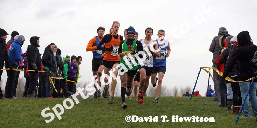 Yared Hagos (Wallsend) leads eventual winner Dan Garbutt (Durham City) during the senior mens North Eastern Cross Country, Champs., Temple Park, South Shields. Photo: David T. Hewitson/Sports for All Pics